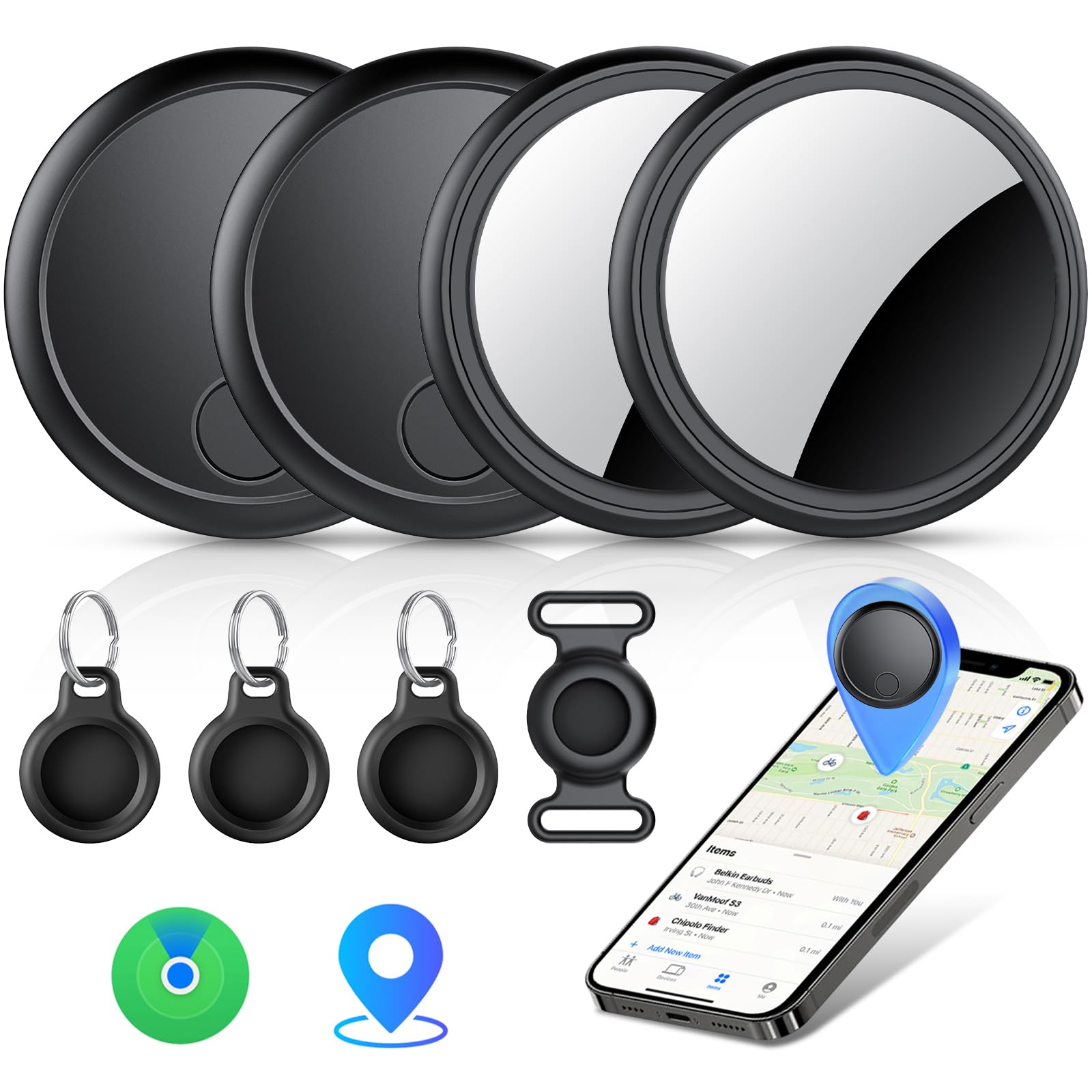 Air Tracker Tags 4 pack, Works with Apple Find My APP (iOS Only), IP67 Waterproo