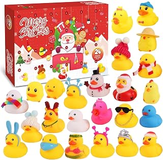 Duck Advent Calendar 2026, 24 Days Christmas Countdown Rubber Duck Set, Bath Toys for Toddlers, Boys, Girls, Fun Holiday Gifts, Kids Xmas Fun Ducks, Christmas Party Favors for Kids (Set A)