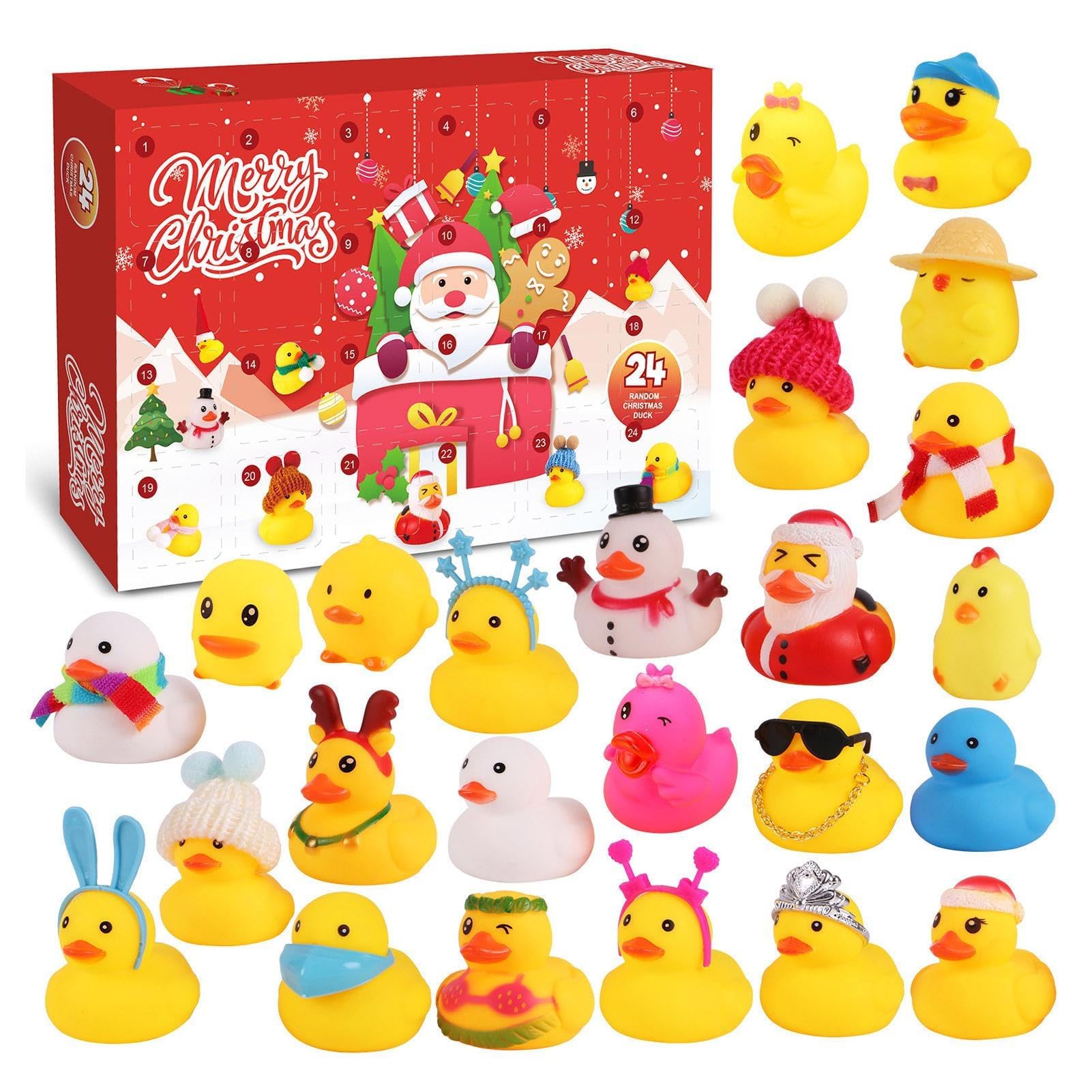 Duck Advent Calendar 2026, 24 Days Christmas Countdown Rubber Duck Set, Bath Toy