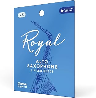 D'Addario Organics Royal Alto Saxophone Reeds Strength 2.5, 3-Pack | Royal Organic alto sax reeds deliver warm tone, consistent response, and versatility for jazz and classical styles.