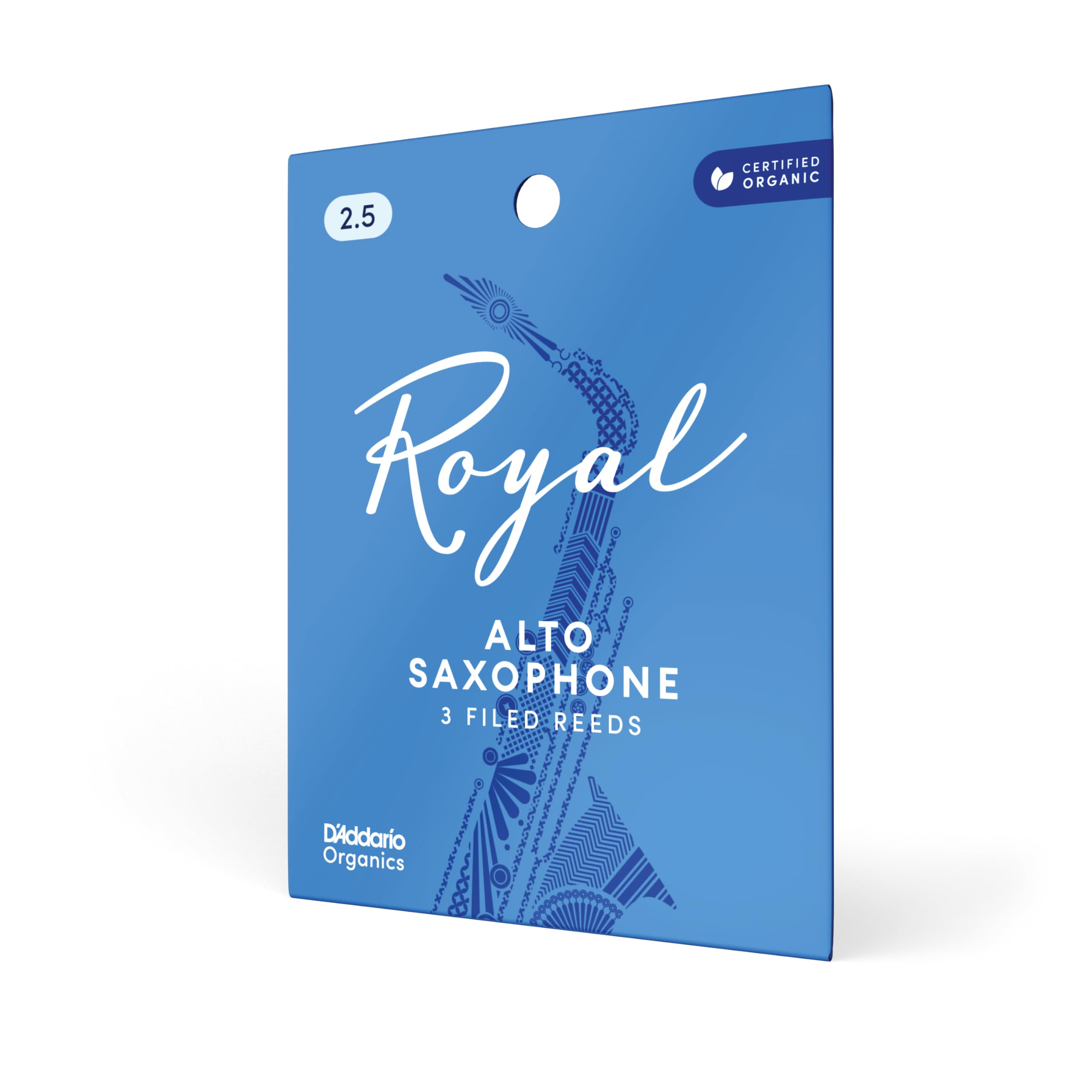 D'Addario Organics Royal Alto Saxophone Reeds Strength 2.5, 3-Pack | Royal Organ