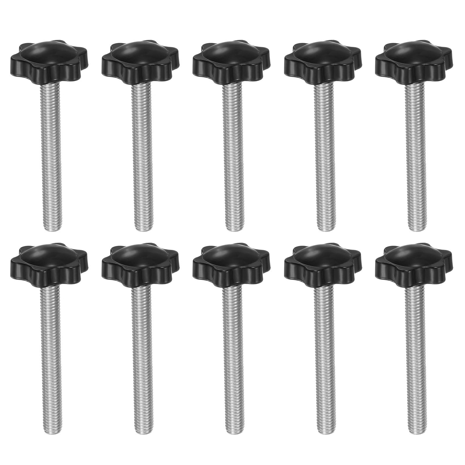 Pack of 10 Star Shaped Knobs M8 x 70mm 304 Stainless Steel Threaded 32mm Plastic