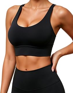 Grace Form Strappy Sports Bra for Women Padded Push Up Sport Bra Athletic Running Workout Bra Yoga Bra
