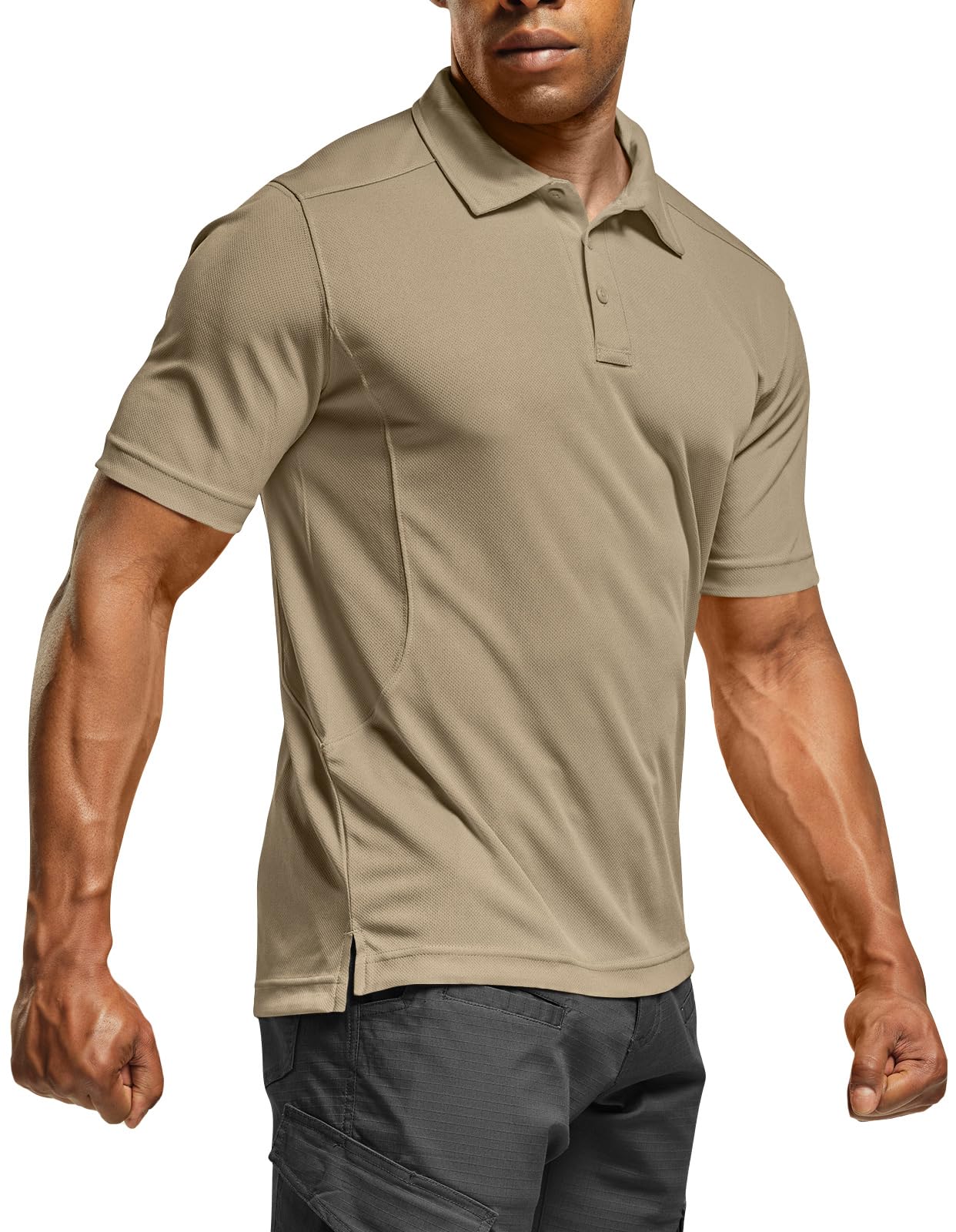 CQR Men's Quick Dry Tactical Polo Shirt, Lightweight Breathable Performance Polo