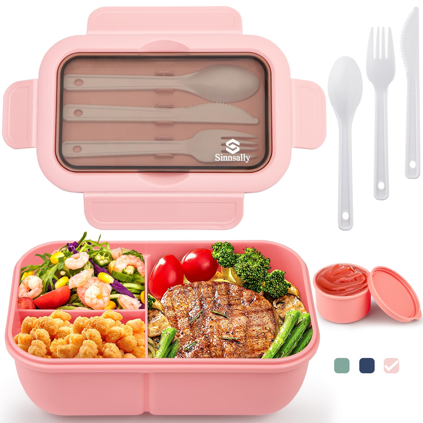 Sinnsally Lunchbox mit Fächern,1250ml Brotdose Bento Box Erwachsene,Lunch Box mi