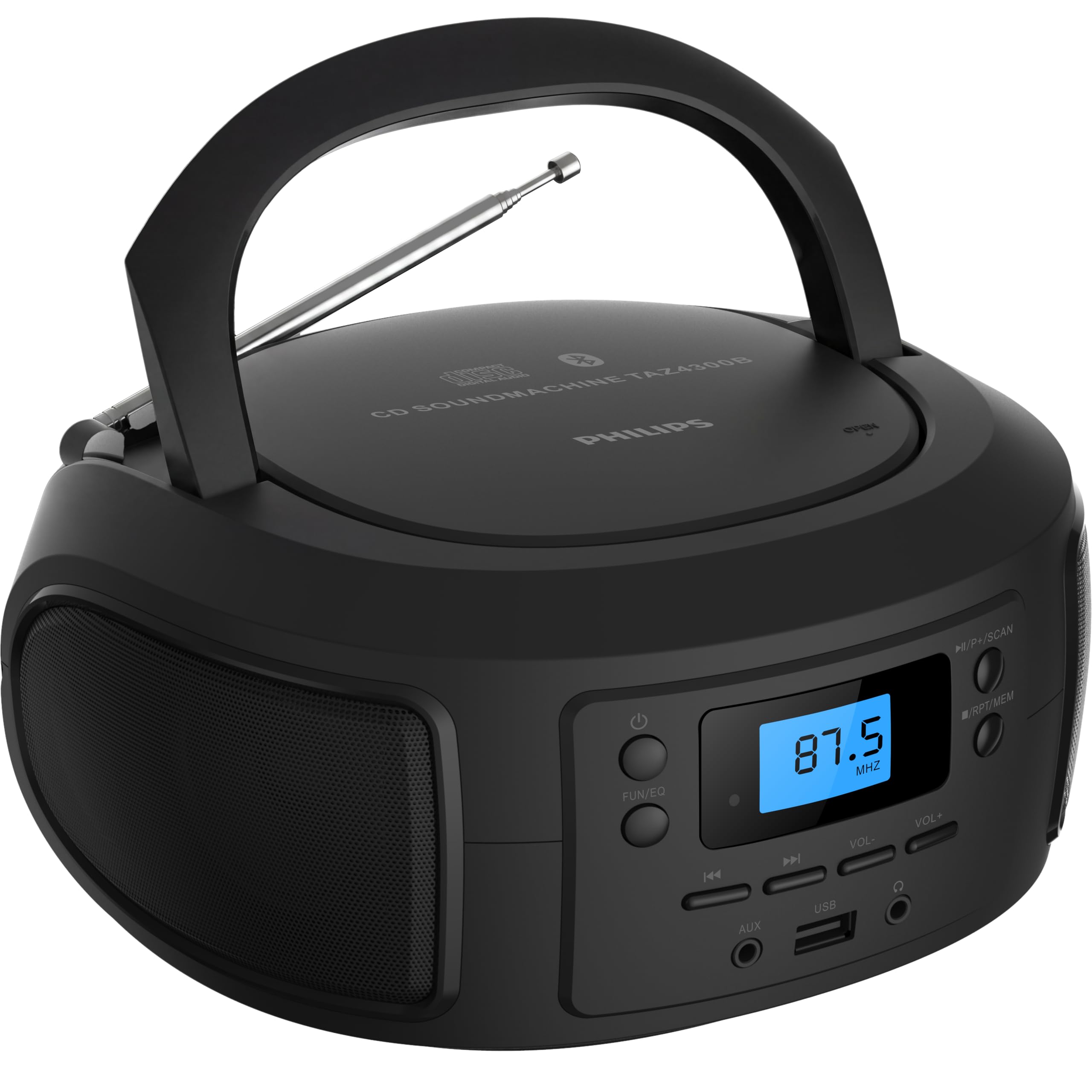 Philips CD Player Portable with Bluetooth, Crystal Clear Sound Top Loading CD Bo