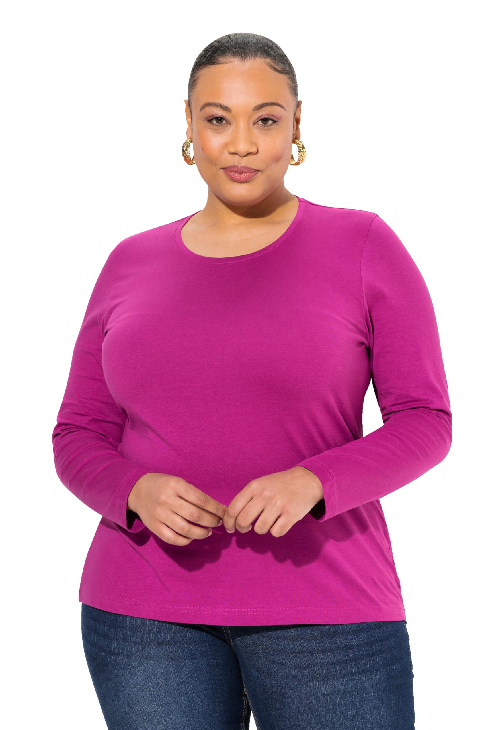 Ulla Popken Women's T-Shirt Plus Size Plus Size Plus Size Slim T-Shirt Round Nec