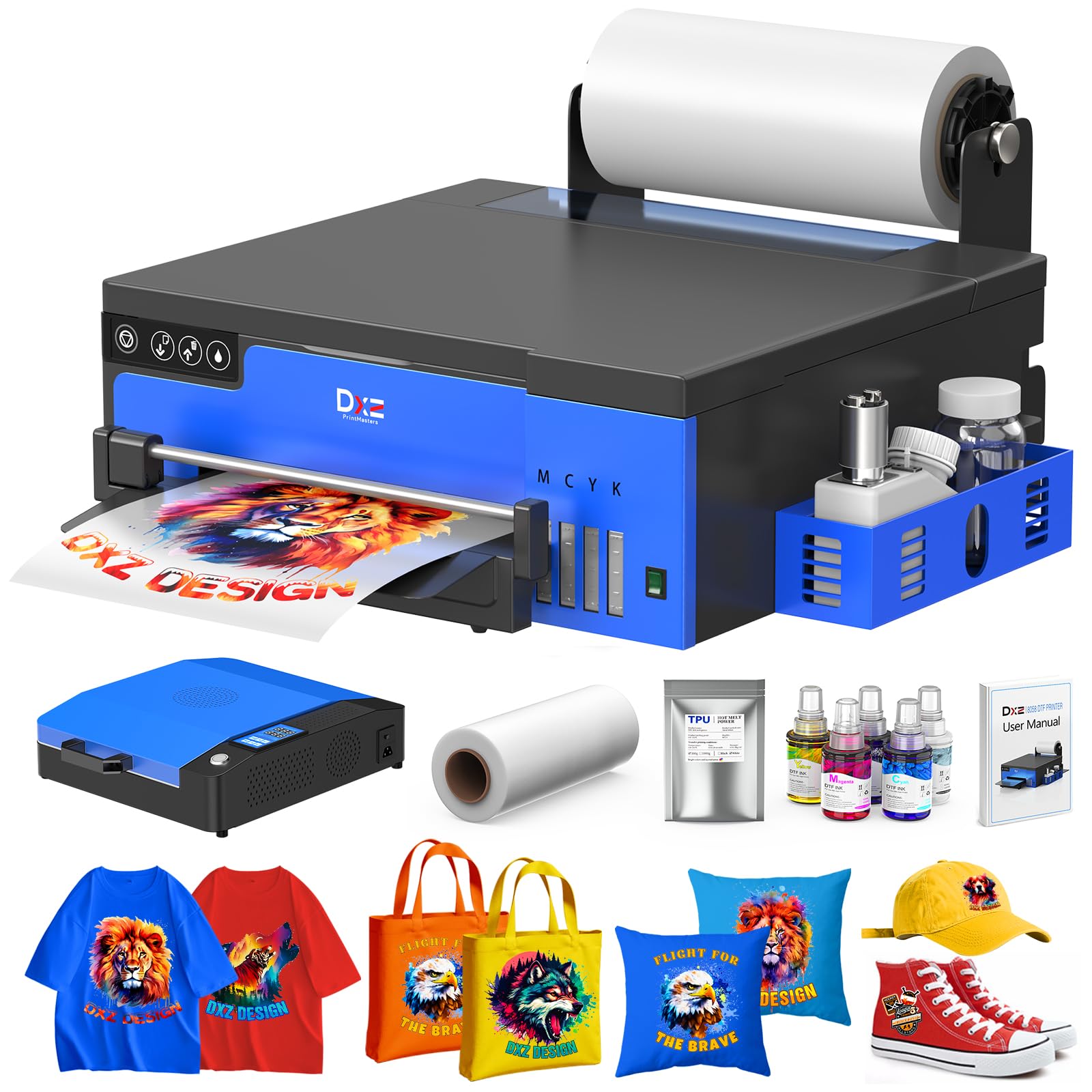 DXZ 2026 A4 DTF Printer with Roll Feeder-XP600 Doubled Printing Speed Compared t
