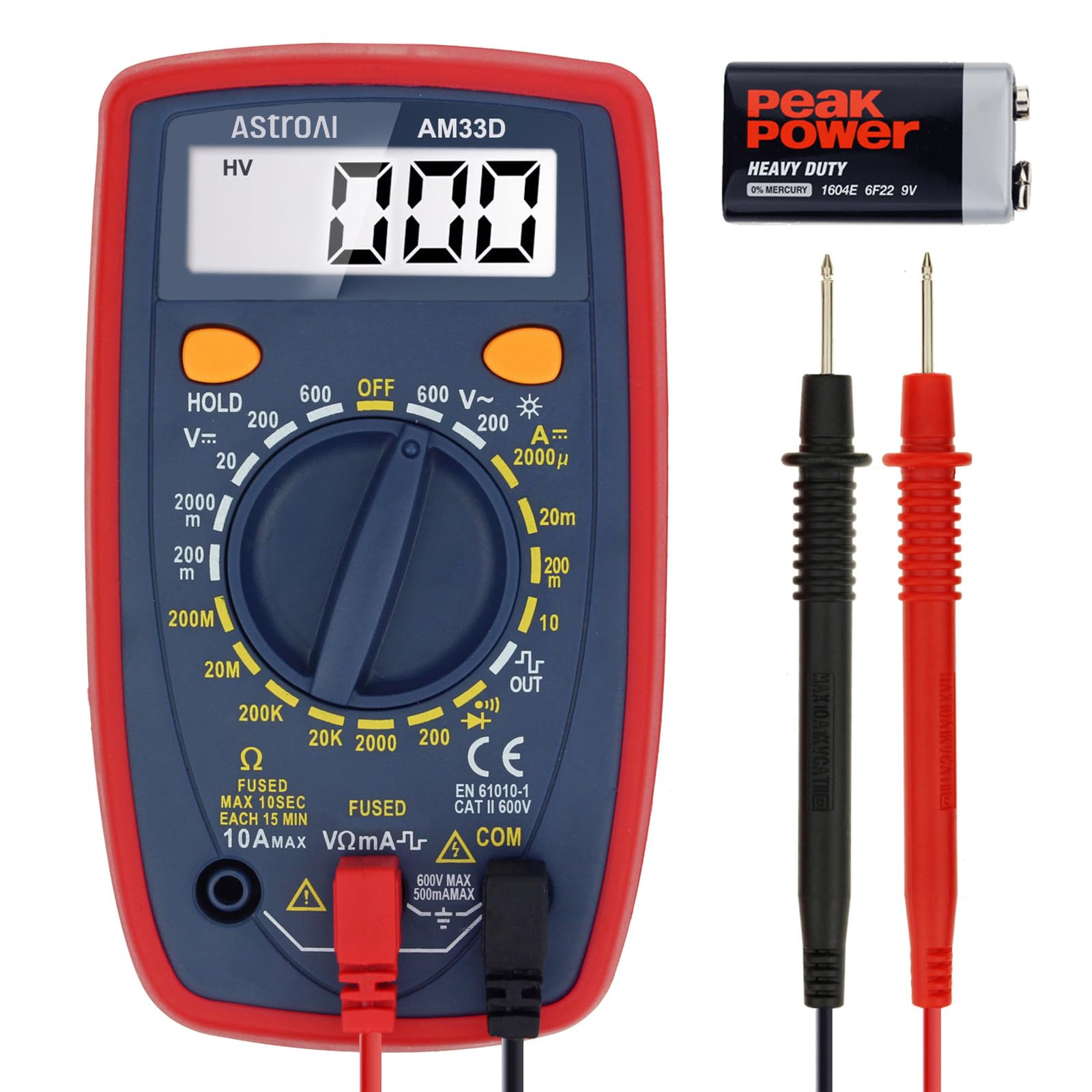 AstroAI Digital Multimeter Tester 2000 Counts with DC AC Voltmeter and Ohm Volt 