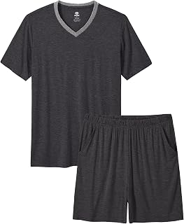 MoFiz Pyjamas Short Men Summer Classic V Neck Pyjamas and Short Pants Pyjamas Short Sleeve Super Soft Sleepwear with Pockets