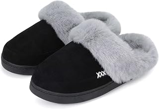 NineCiFun Women's Men's Winter Slippers Warm Fluffy Plush Slippers Non-Slip Outdoor/Indoor Flat Hut Shoes