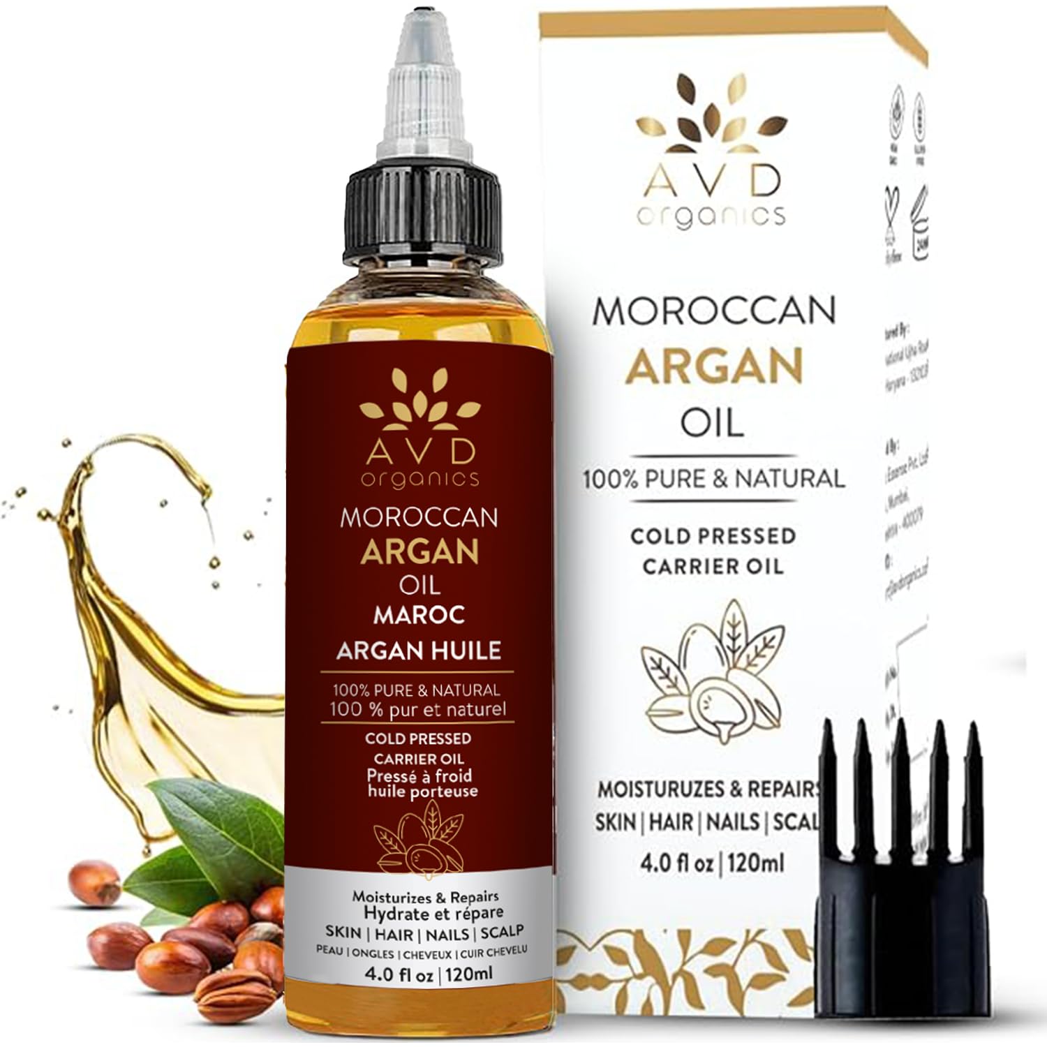AVD Organics Argan Oil for Hair | 120ml – 100% Pure & Natural Moroccan Argan Oil