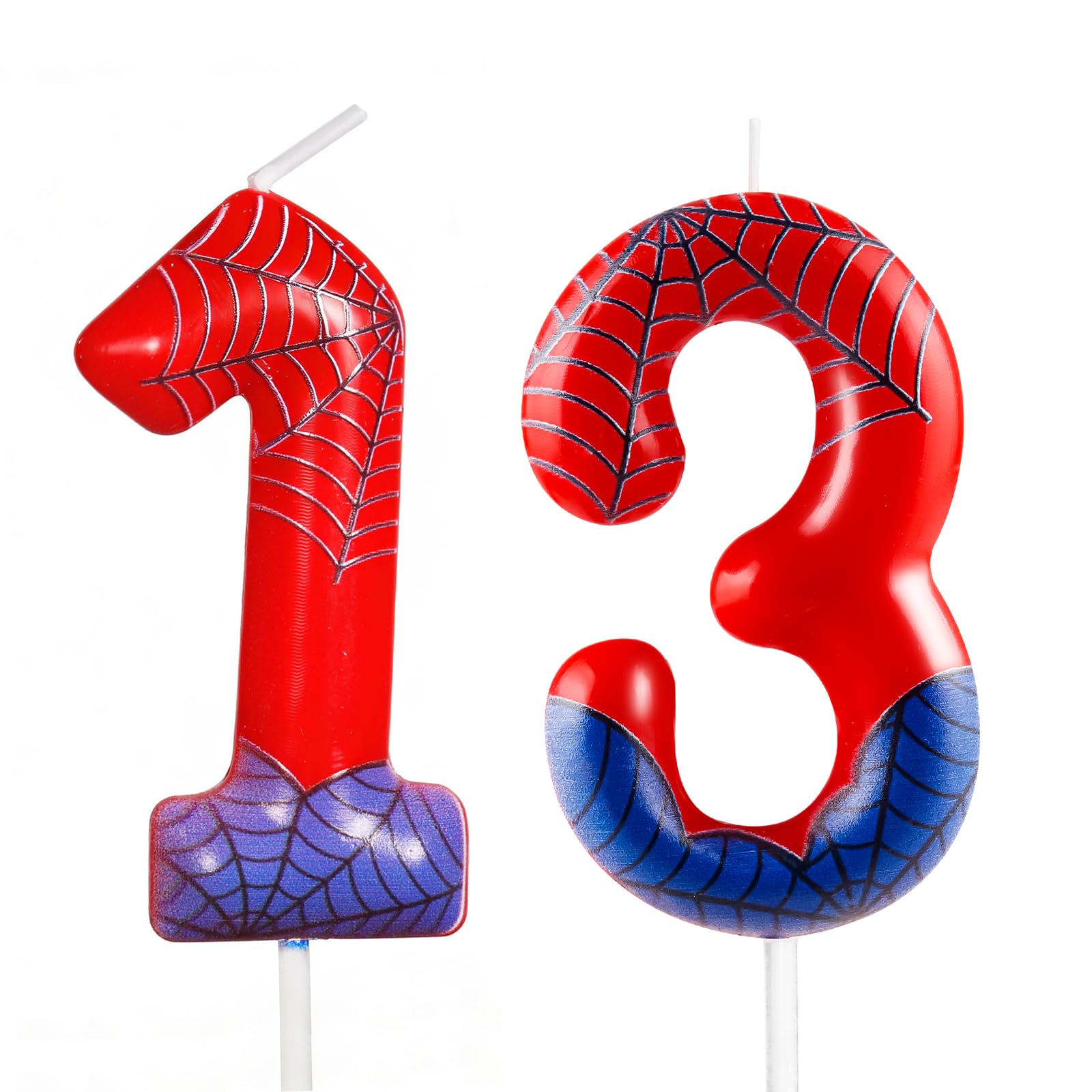 Red Blue Spider 13th Birthday Candles Number 9 Candle Cake Topper Spider Cartoon