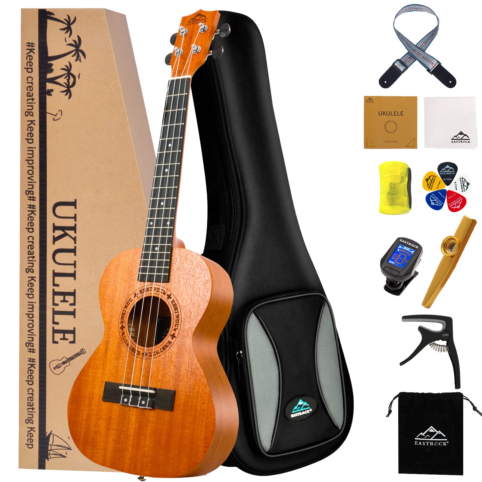 EASTROCK Tenor Ukulele 26 inch Mahogany Beginners Kit | Ukulele big package kit,