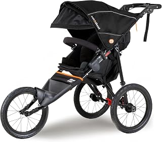Out’n’About Nipper Sport Jogging Stroller | Lightweight All-Terrain 3-Wheel Stroller | Rain Cover Included | 16” Air-Filled Tires, Suspension, Handlebar Brake | Newborn to 4 Years | Summit Black
