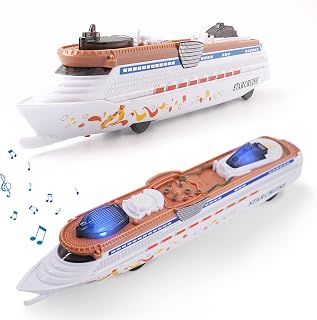 OTONOPI Cruise Ship Model Toy Ocean Liner Boat Toy with Light and Sound for Kids Toddlers Boys Girls Adults Age 3-12+ Birthday Children's Day Gift Home Decoration Collection