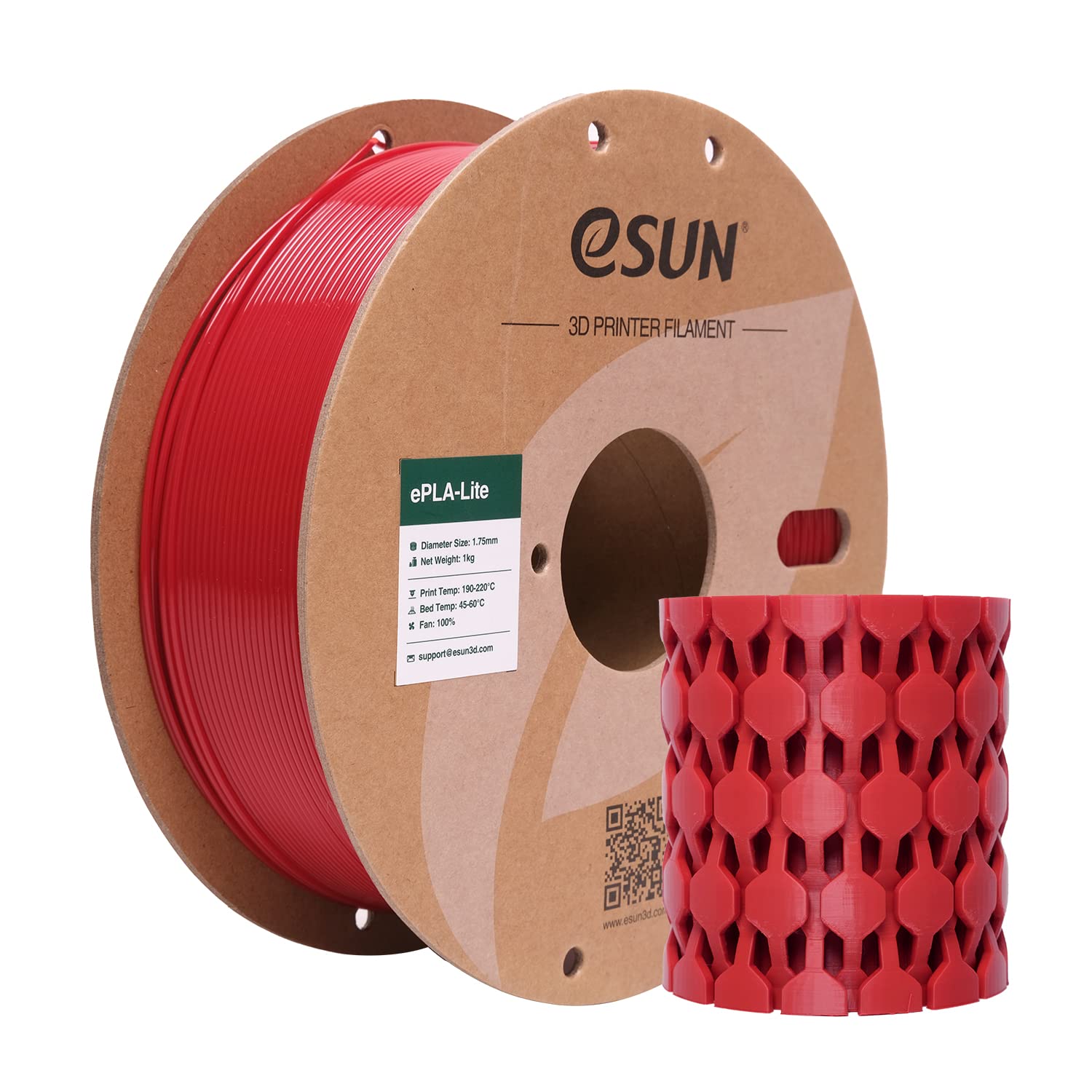 eSUN PLA Filament 1.75mm 1KG, 3D Printer Filament PLA, Fire Engine Red | 1.75mm 