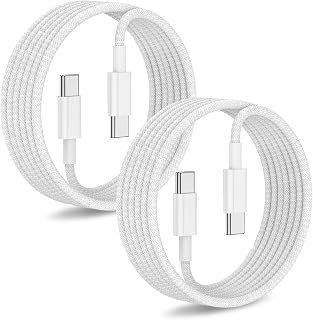 2Pack Type C to Type C Fast Charging Cord 6ft for Apple iPhone 17/16/15 | USB-C to USB-C 60W Nylon Braided Charger Cable for iPhone17/16/MacBook/iPad Air/Mini/Pro/Samsung Galaxy S26/S25/S24/S23 Ultra