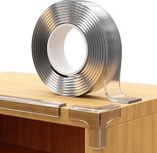 Furniture Corner &amp; Edge Safety Bumpers, 16ft Edge Protector &amp; 4 Clear Corner Protector Baby Proofing. Clear Corner Guards for Corner Table Protector for Kids. Cabinet Edge Protector &amp; Corner Bumpers