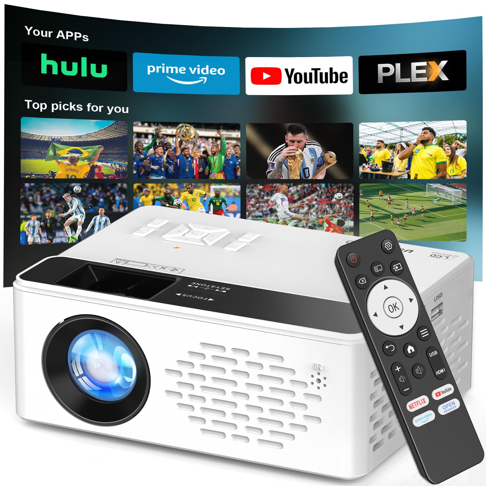 TMY Native 1080P Smart projector, Compatible Netflix/Prime Video/YouTube | Built