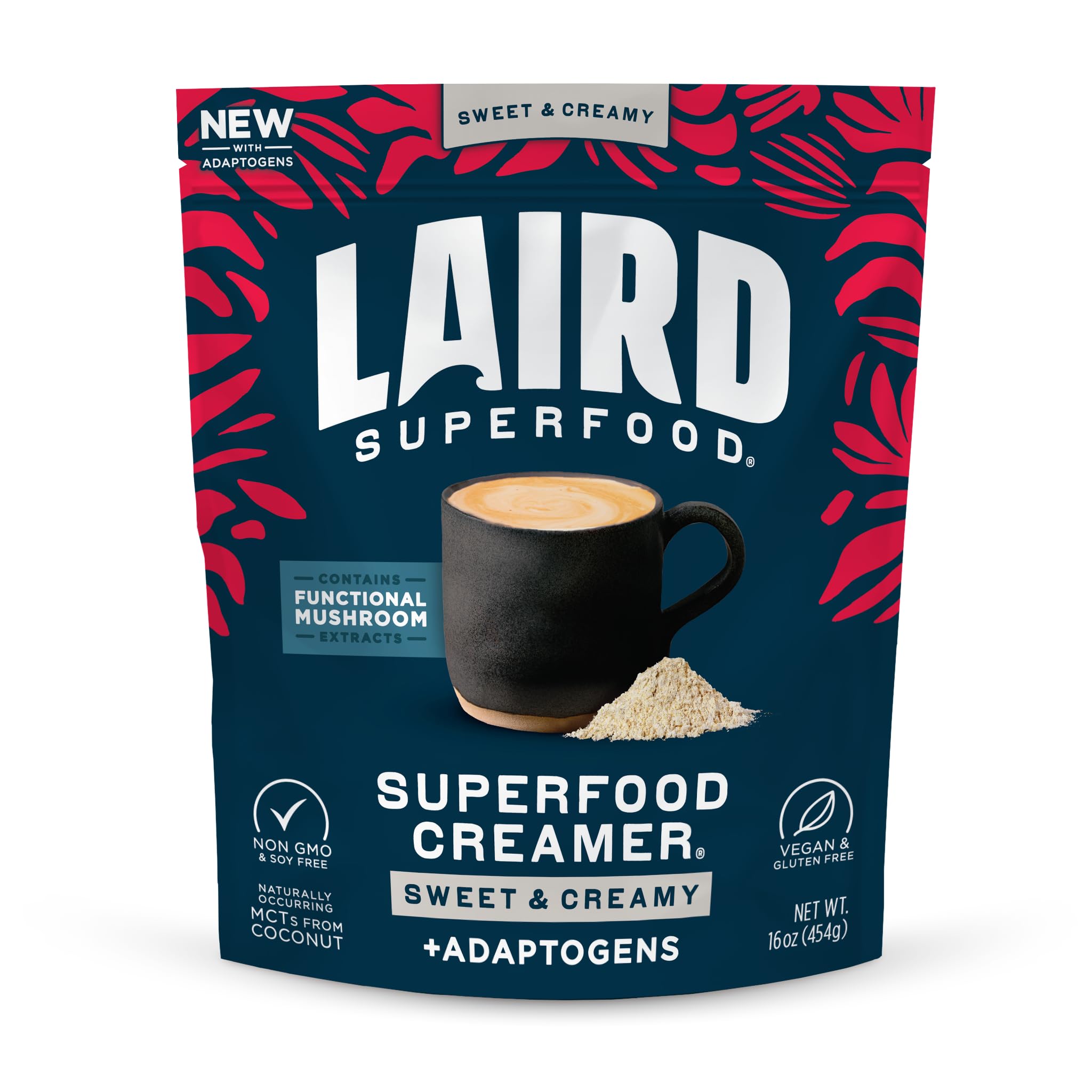 Laird Superfood Non-Dairy Coconut Powder Creamer - Sweet & Creamy + Adaptogens -