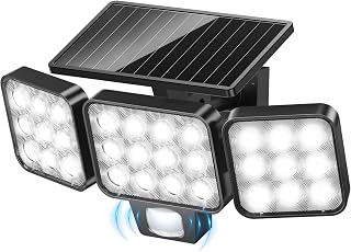 GEARLITE Solar Security Lights Outdoor Motion Sensor 3500LM 270° Wide Angle | IP65 Waterproof, 3 Modes Solar Lights Outdoor Garden, Up to 15hrs Runtime Outdoor Lights Ideal for Garage, Front Door, Yard