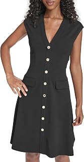 Tommy Hilfiger Women's Cap Sleeve Scuba Crepe Fit and Flare Dress