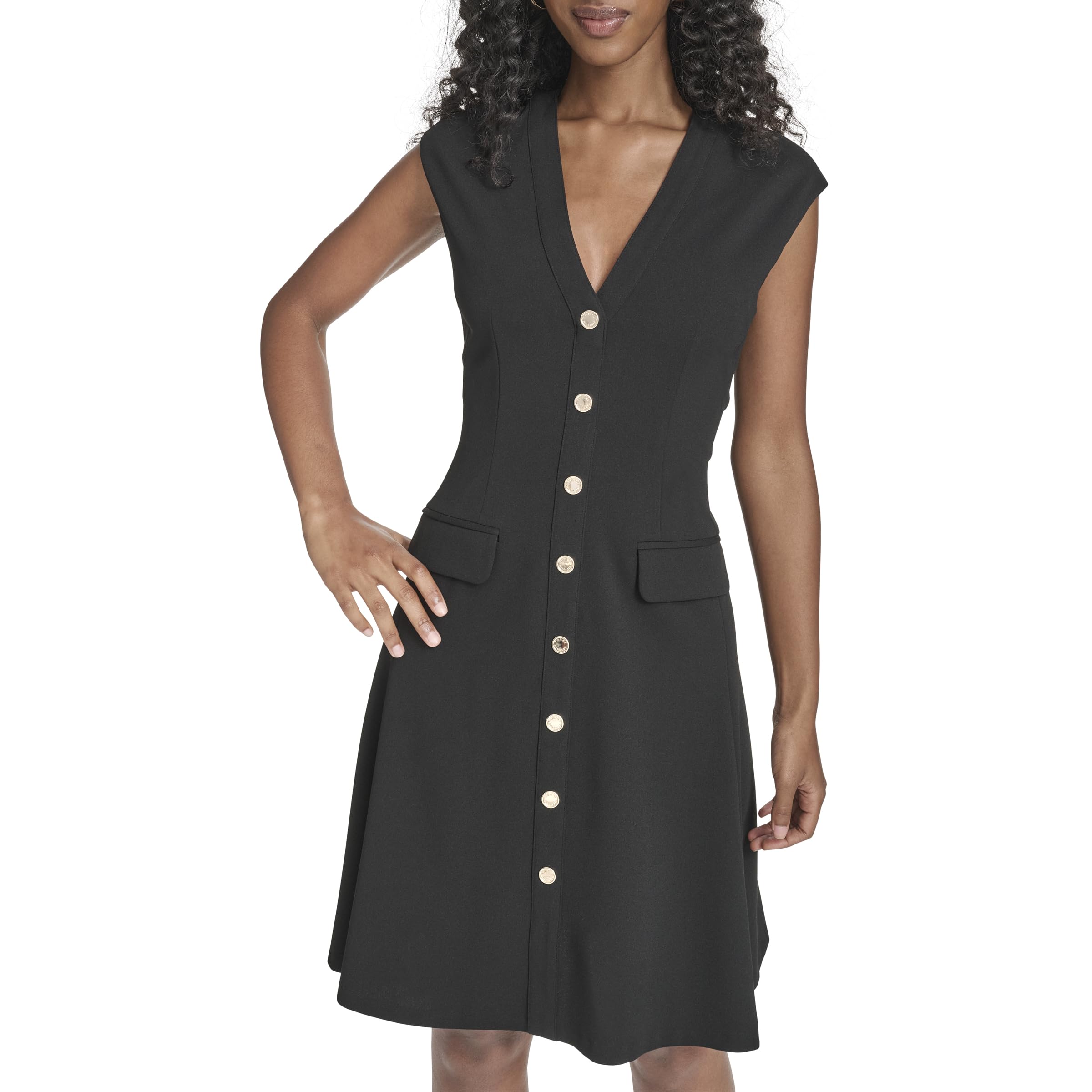 Tommy Hilfiger Women's Cap Sleeve Scuba Crepe Fit and Flare Dress