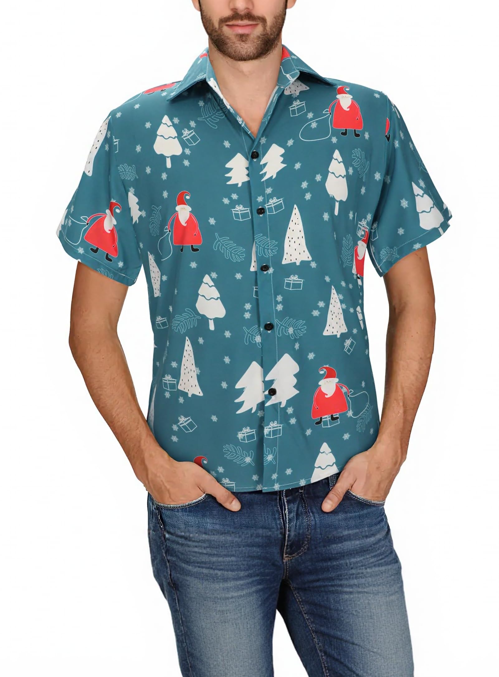 Unisex Fashion Summer Beach Casual Short Sleeve Button Down Vacation Beach Shirt