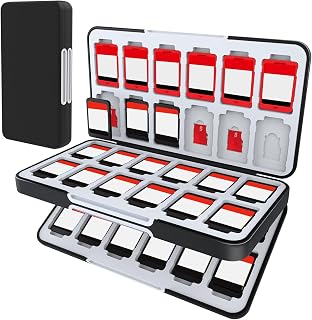 HEIYING Game Card Case for Nintendo Switch 2/ Switch OLED,Black Portable Switch Game Holder with 48 Game Card Slots and 24 Micro SD Cards Slots