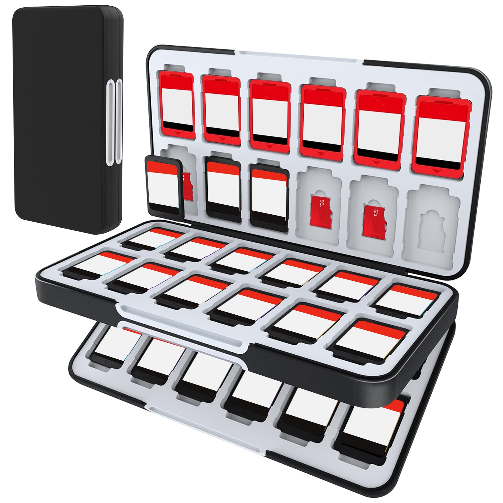 HEIYING Game Card Case for Nintendo Switch 2/ Switch OLED,Black Portable Switch 