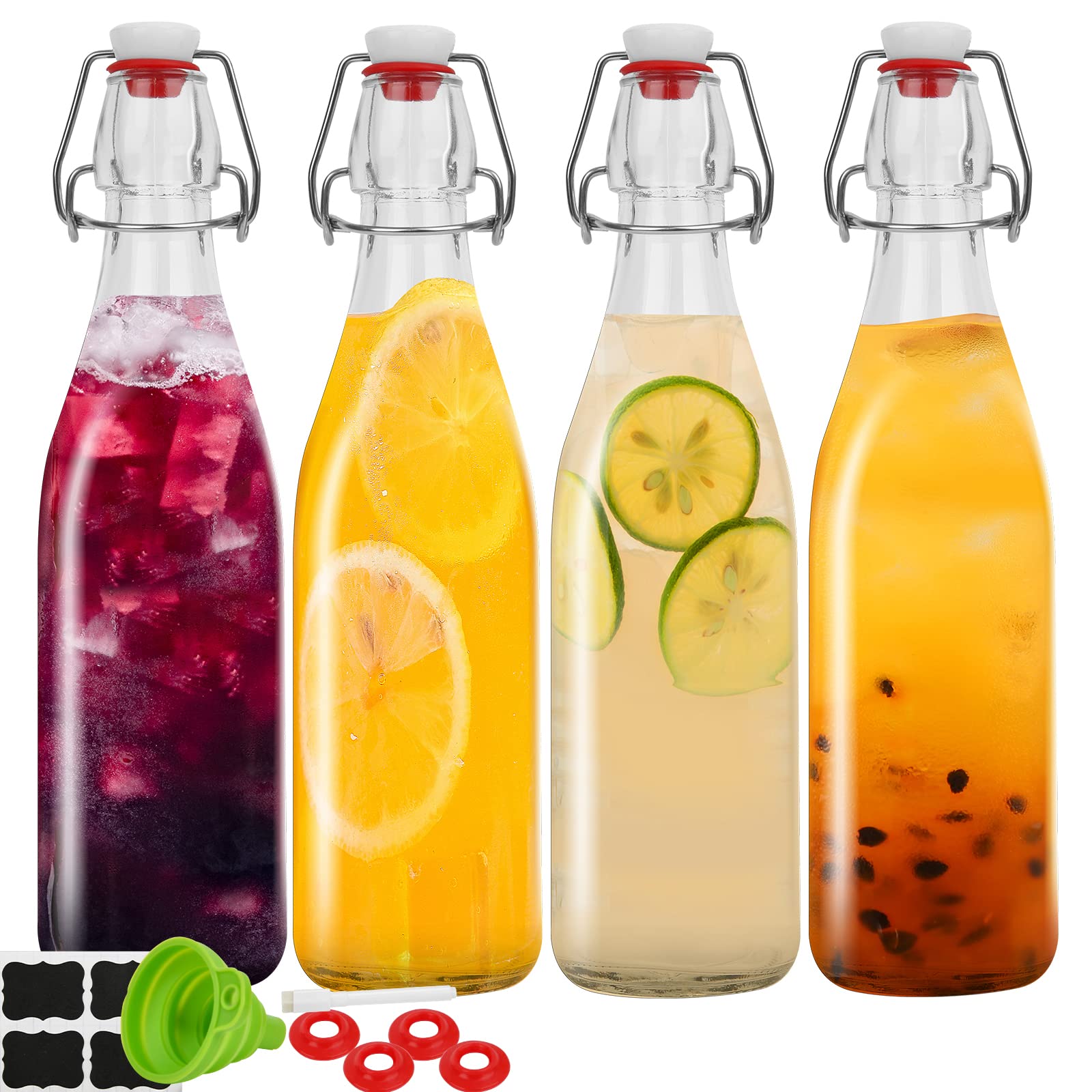 4 Pack 32oz Beer Bottle,Swing Top Glass Kombucha Bottles 32 oz with Stopper | Fe