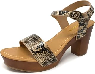 Soda Chivas ~ Women's Bold Buckles Studded Wedge Sandal