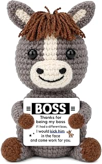 Bosses Day Gifts for Men Women, Funny Boss Gifts for Men Male Female Lady | Funny Crochet Donkey Birthday Boss’s Day Appreciation Gift for Boss Leader Manager Supervisor Decor Desk
