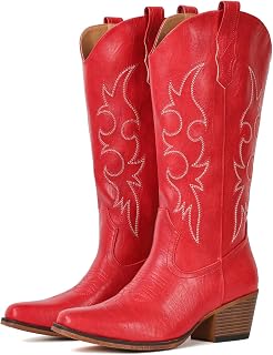 IUV Cowboy Boots For Women Western Cowgirl Classic Mid Calf Snip Toe Boot
