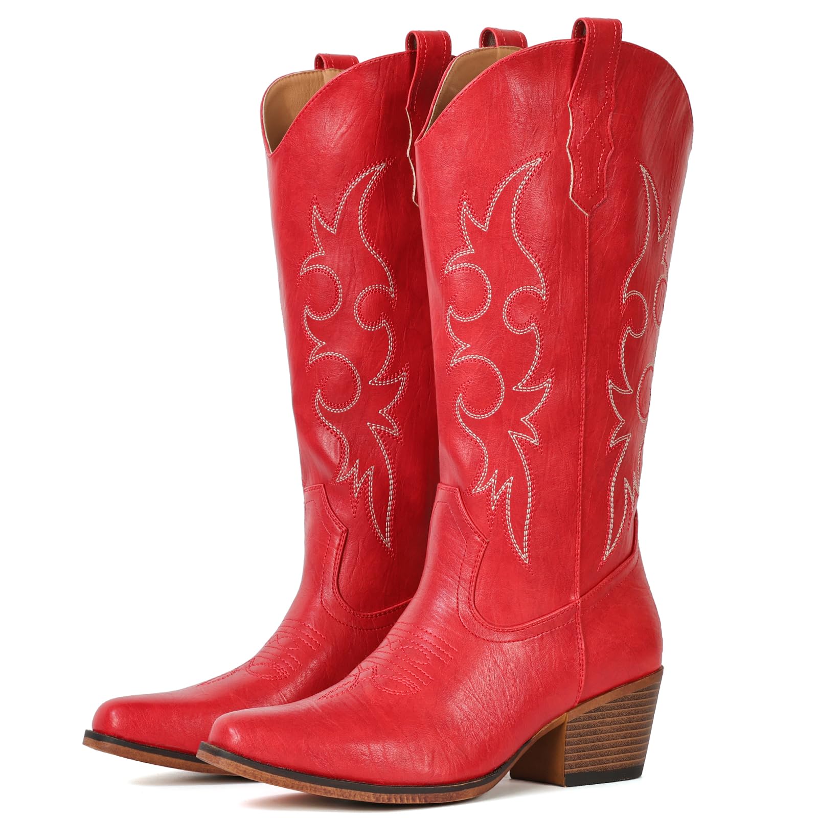 IUV Cowboy Boots For Women Western Cowgirl Classic Mid Calf Snip Toe Boot