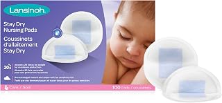 Lansinoh Stay Dry Disposable Nursing Pads, 100 Count | Soft, Super Absorbent, Breast Pads, Breastfeeding Essentials for Moms