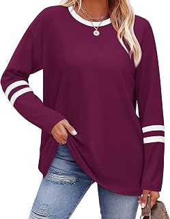 Sampeel Long Sleeve Shirts for Women Color Block Casual Tops Fall Outfits 2026 Basic Tees Trendy Spring Clothes