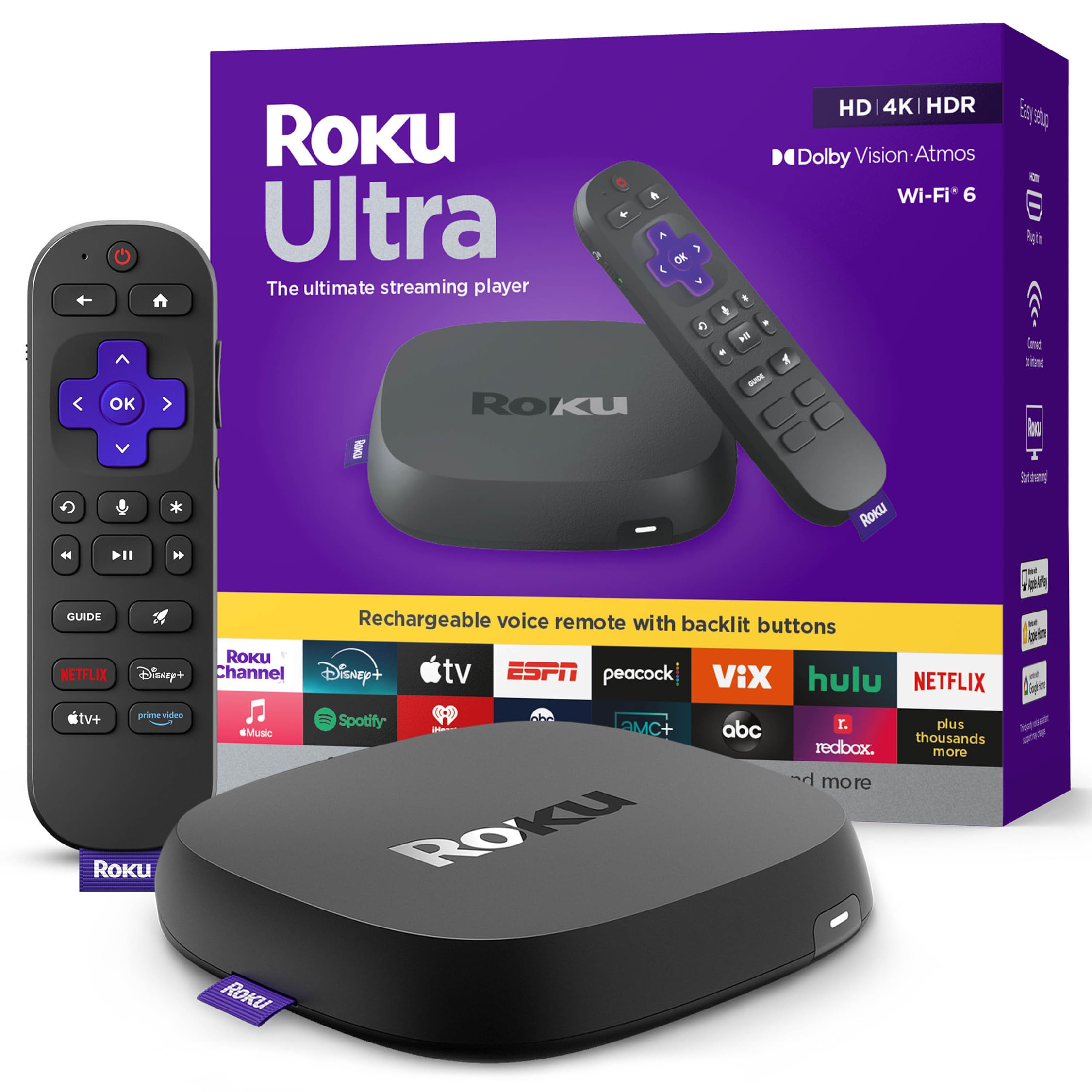 Roku Ultra, Ultimate Streaming Player - 4K Streaming Device for TV | HDR10+, Dol