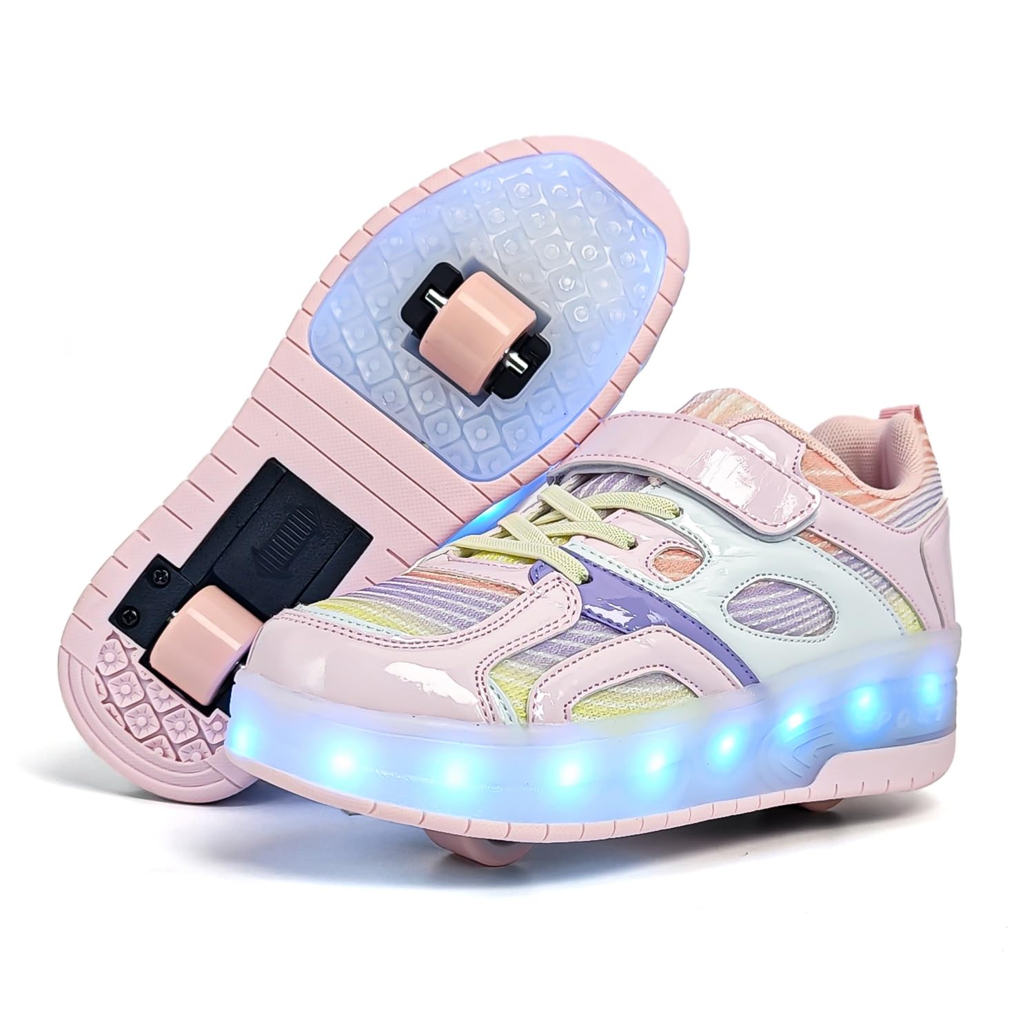 Umerigo Fashion Roller Skate Shoes for Boys Girls Kids Retractable Wheelies Skat