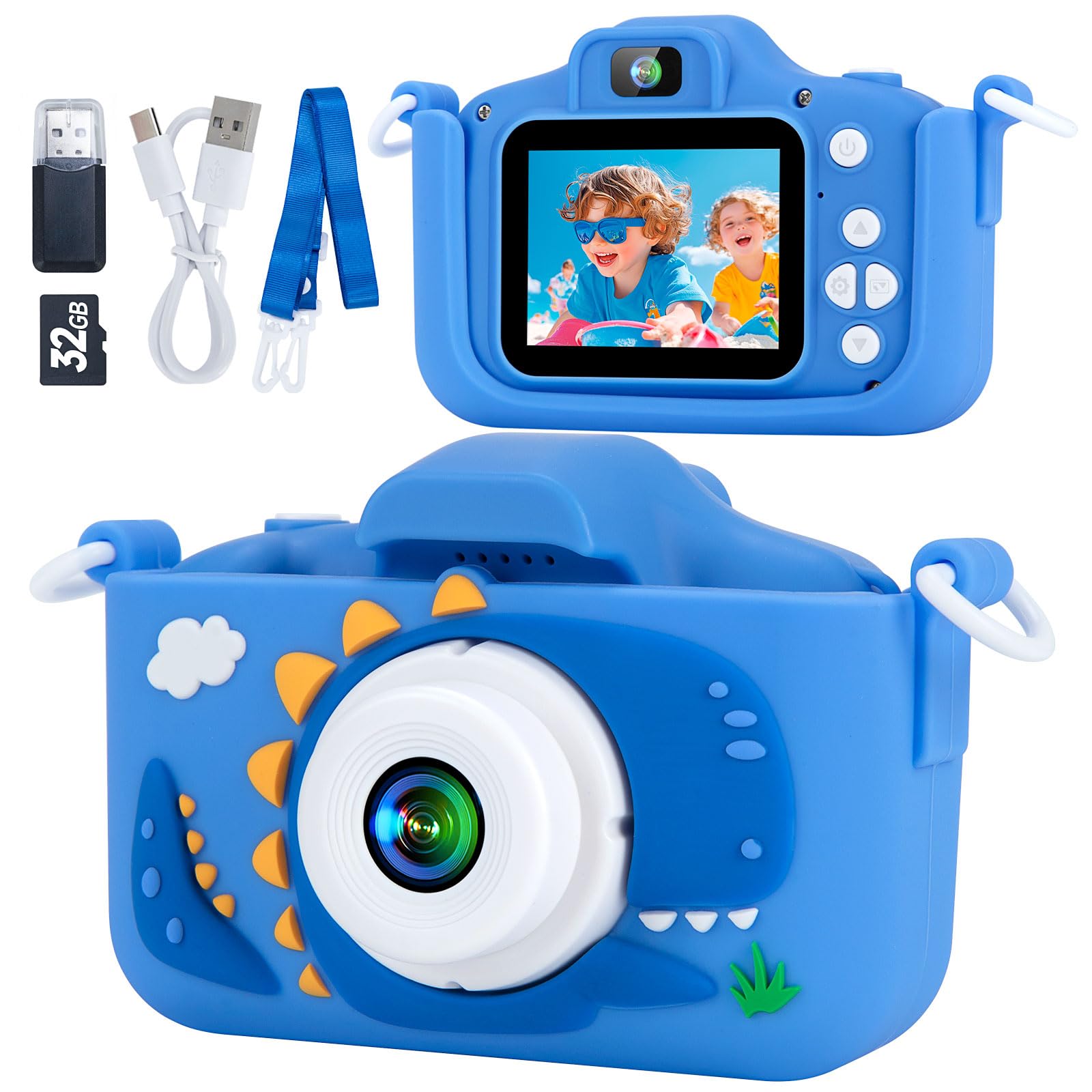 Kids Digital Camera 48MP Dual Lens 1080P HD with 32GB SD Card for 3-12 Year Old 