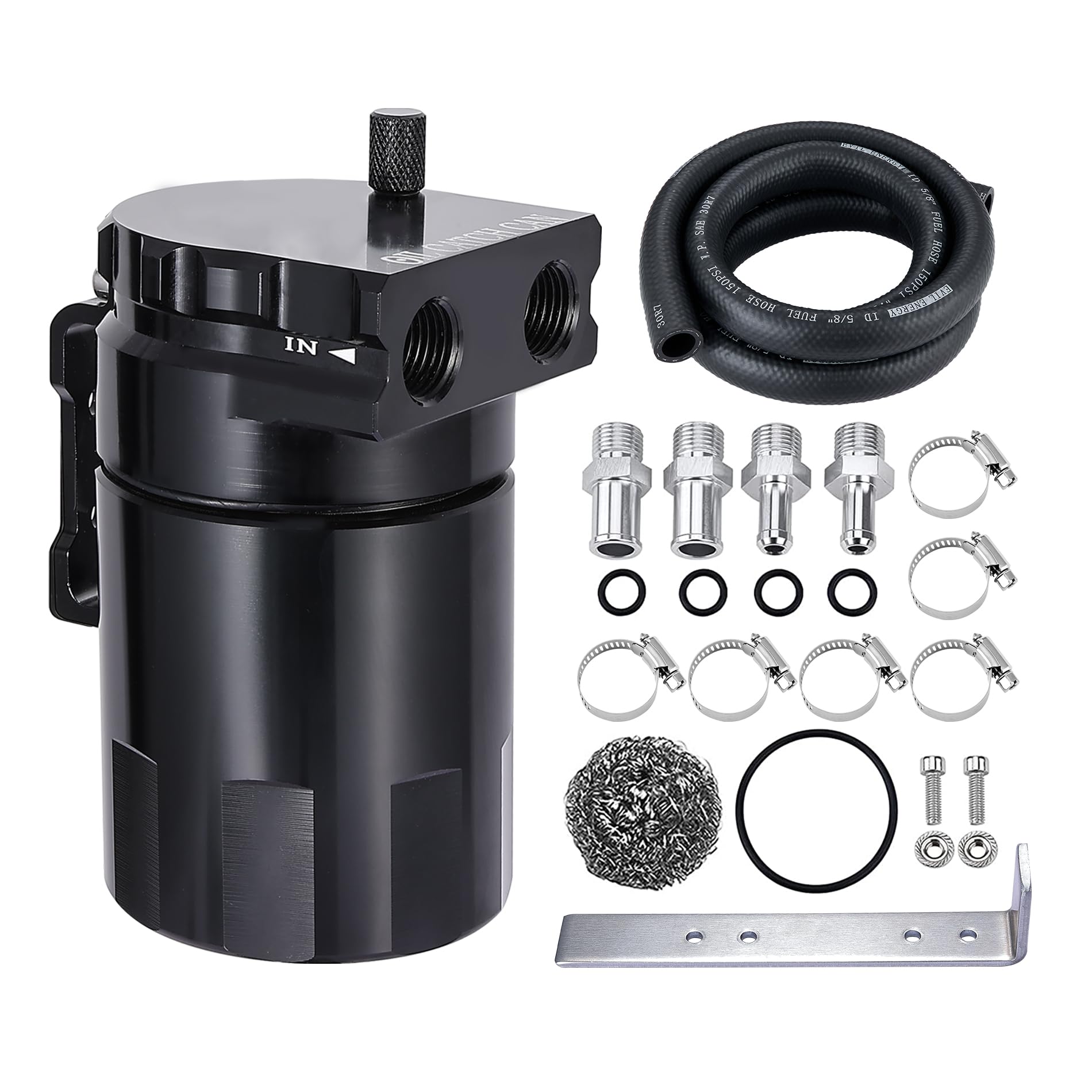 EVIL ENERGY Oil Catch Can Kit, 300ml Universal 2-Port Baffled Catch Can | Alumin