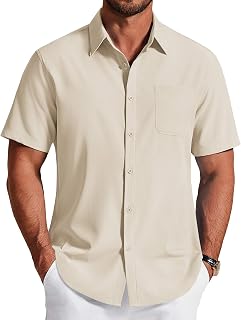 COOFANDY Men's Short Sleeve Dress Shirts Wrinkle Free Casual Button Down Shirts with Pocket