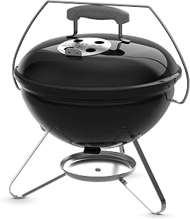 Weber® Smokey Joe 14-Inch Portable Charcoal Grill, Black | Lightweight, Portable Kettle BBQ Grill for Outdoor Cooking with Tuck‑N‑Carry® Lid Lock, Durable Porcelain‑Enameled Finish