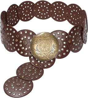 JASGOOD Cinture occidentali da donna larghe in pelle a disco cavo cintura da cowgirl cintura in vita per jeans abiti con fibbia in metallo