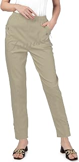 femiss Womens Trousers Elasticated High Waist Relax Fit Ladies Full Length Casual Everyday Soft Stretchy Lightweight Pants