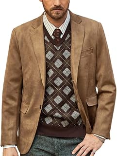 PJ PAUL JONES Mens Blazer Faux Leather Suit Jacket Casual Suede Sport Coat