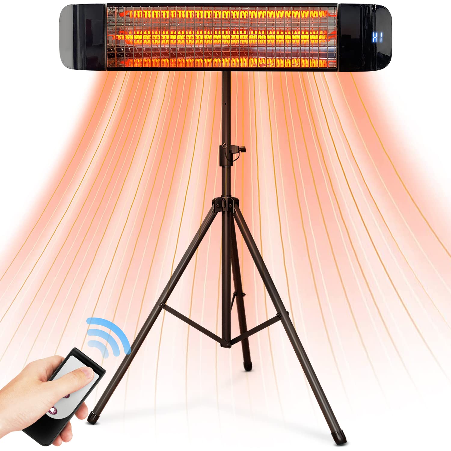 Paraheeter Outdoor Electric Infrared Patio Heater, 1500W | Wall/Portable Tripod 