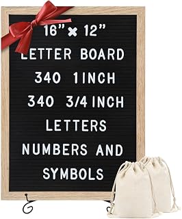 TrendArti Felt Letter Board - 680 Letters, Numbers & Symbols, 16 x 12 inch, Changeable Message Board for Notes & Announcements, Wood Frame, 2 Storage Bags, Light Brown Frame