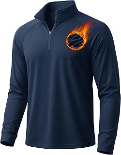 MAGCOMSEN Pullover da uomo a maniche lunghe con zip a un quarto di lunghezza, foderato in pile, pullover da golf, pullover termico per allenamento palestra